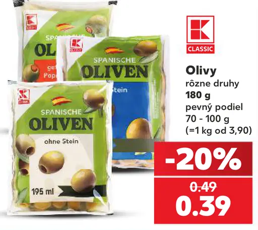 K-Classic olivy – rôzne druhy