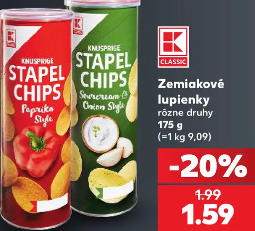 K-Classic Zemiakové lupienky rôzne druhy