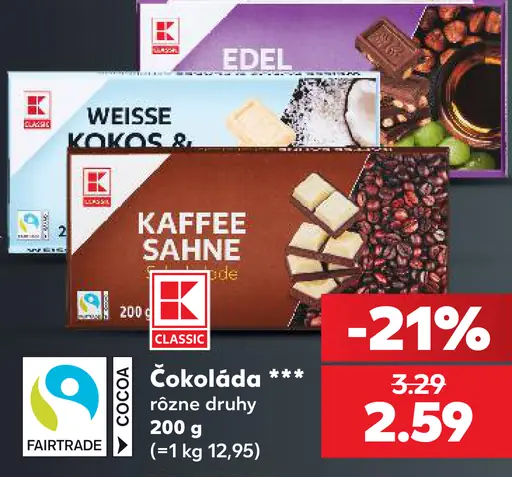 K-Classic čokoláda rôzne druhy