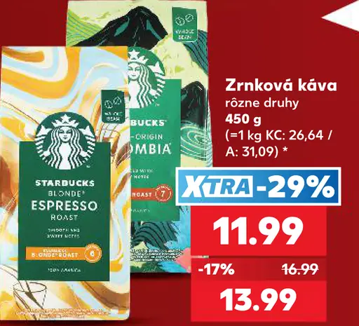 Starbucks kávový nápoj rôzne druhy