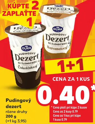 Olma Pudingový dezert so šľahačkou – čokoládový alebo karamelový