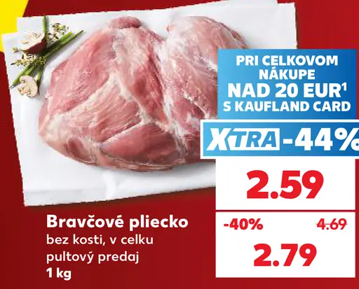 Bravčové plecko bez kosti vcelku pultový predaj