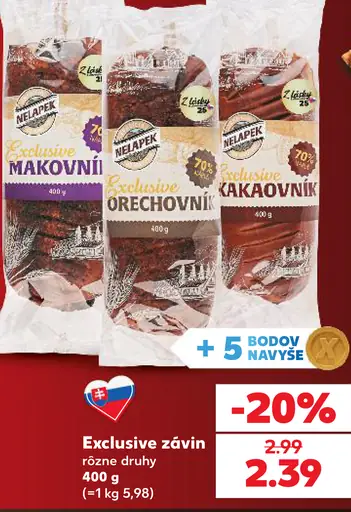 Nelapek Exclusive záviny – rôzne druhy
