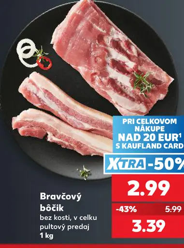 Bravčový bôčik bez kosti údený