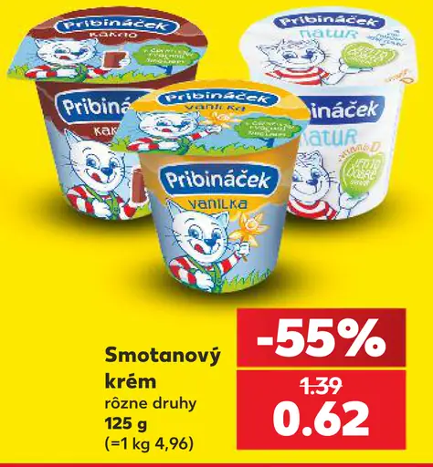 Pribináček smotanový krém rôzne druhy