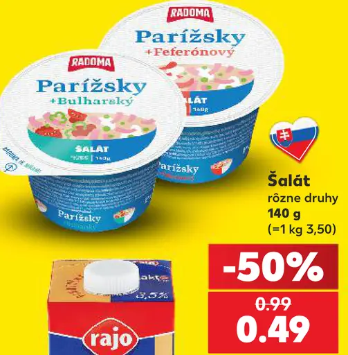 Radoma šalát, rôzne druhy