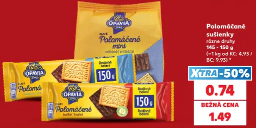 Opavia Zlaté Polomáčané sušienky, rôzne druhy