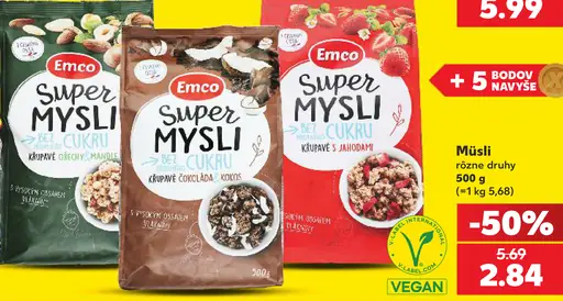 Emco Super Müsli bez cukru, rôzne druhy