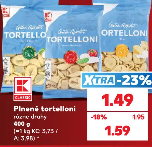 Plnené tortelloni rôzne druhy