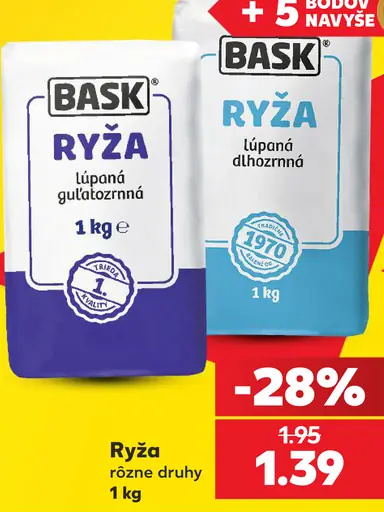 BASK Ryža lúpaná guľatozrnná, lúpaná dlhozrnná