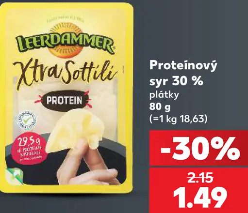Leerdammer Xtra Sattig Protein plátkový syr