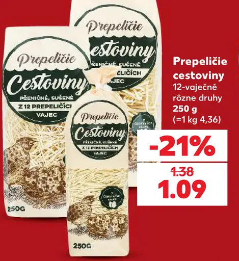 Prepelície cestoviny, vaječné