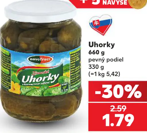 NovoFrood uhorky, pevný podiel