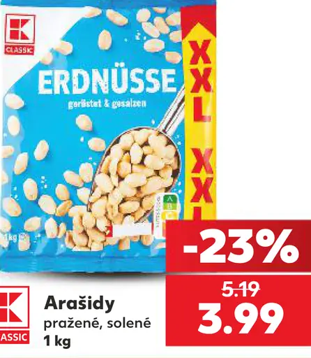 Arašidy pražené, solené K-Classic