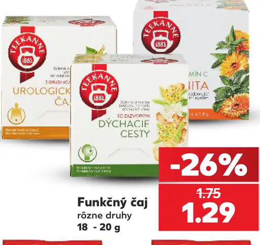 Funkčný čaj Teekanne, rôzne druhy