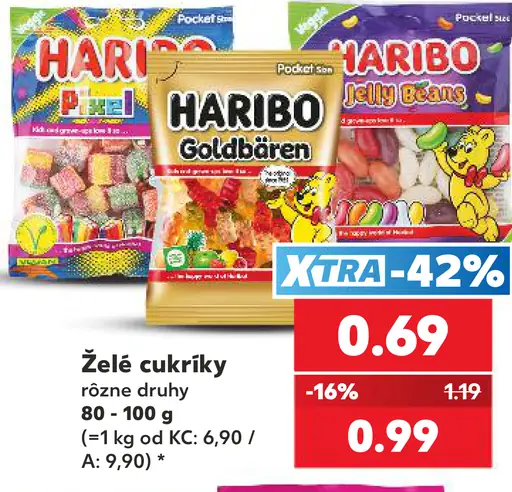 Želé cukríky Haribo Pixel, Jelly Beans a Goldbären