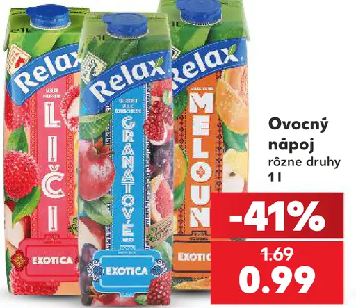 Relax ovocný nápoj rôzne druhy