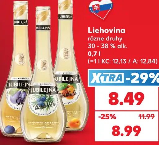 Jubilejná liehovina rôzne druhy