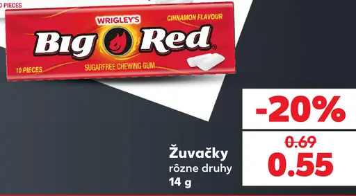 Wrigley's Big Red žuvačky s príchuťou škorice, bez cukru