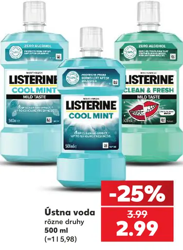 Listerine ústna voda vybrané druhy
