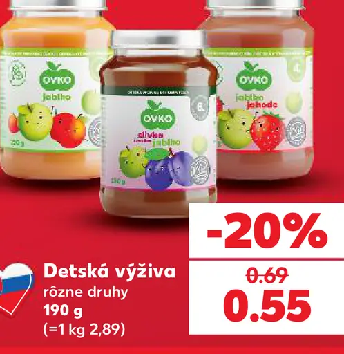 OVKO detská výživa rôzne druhy