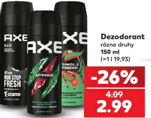 Axe dezodorant rôzne druhy