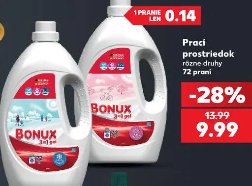 Bonux prací prostriedok, rôzne druhy