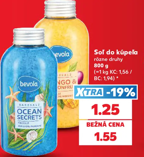 Bevola soľ do kúpeľa rôzne druhy