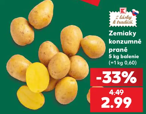 Zemiaky konzumné neskoré prané