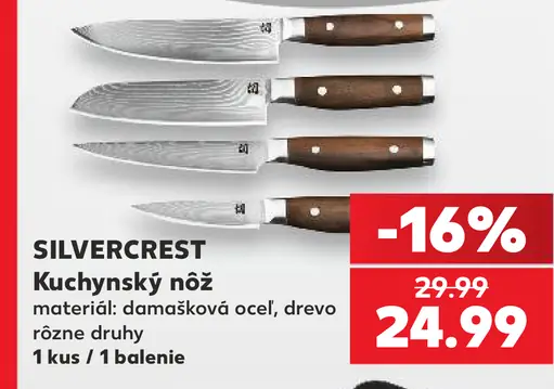 Silvercrest Kuchynský nôž, damašková oceľ, drevo, rôzne druhy