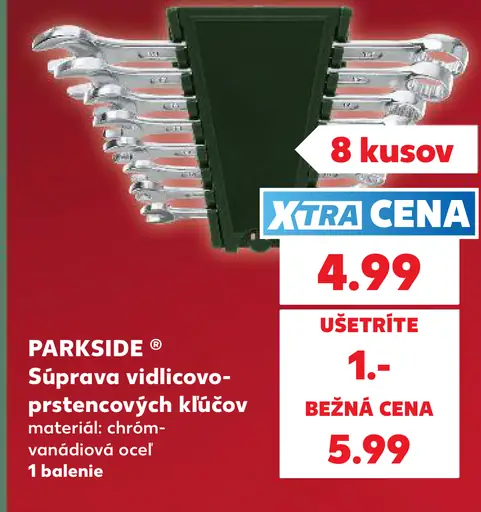Parkside súprava vidlicovo-prstencových kľúčov
