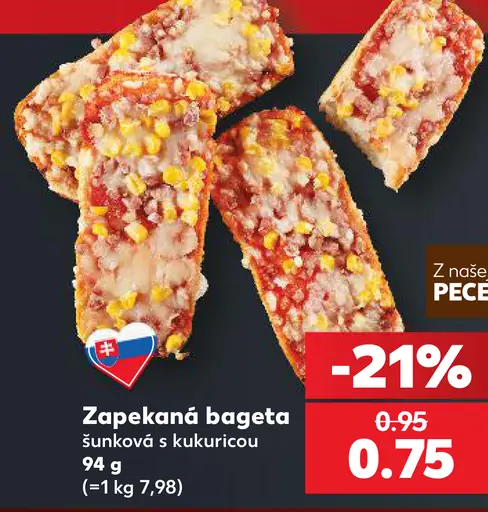 Zapekaná bageta šunková s kukuricou