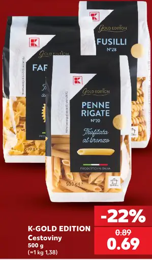 K-Gold Edition cestoviny – farfalle, fusilli, penne rigate
