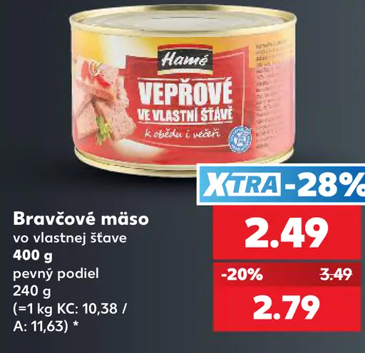Hamé Bravčové mäso vo vlastnej šťave