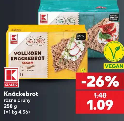 K-Classic Knäckebrot rôzne druhy