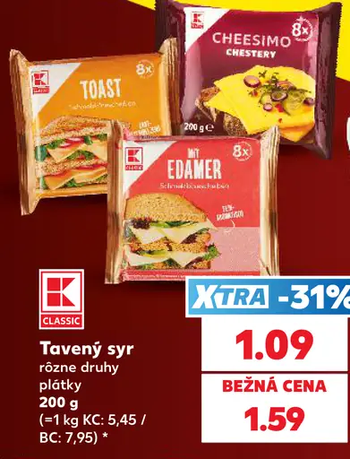 K-Classic Tavený syr plátky
