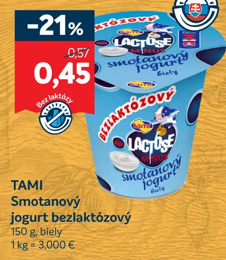 TAMI Smotanový jogurt bezlaktózový