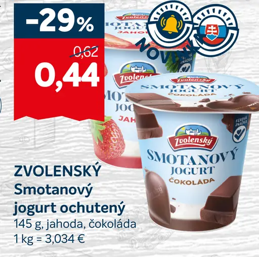 ZVOLENSKÝ Smotanový jogurt ochutený