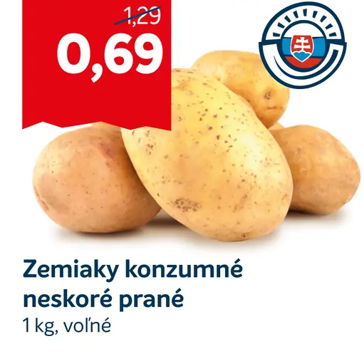 Zemiaky konzumné neskoré prané