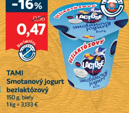 TAMI Smotanový jogurt bezlaktózový