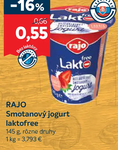 smotanový jogurt laktofree