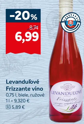 Levanduľové Frizzante víno