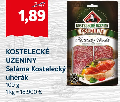 KOSTELECKÉ UZENINY Saláma Kostelecky uherák