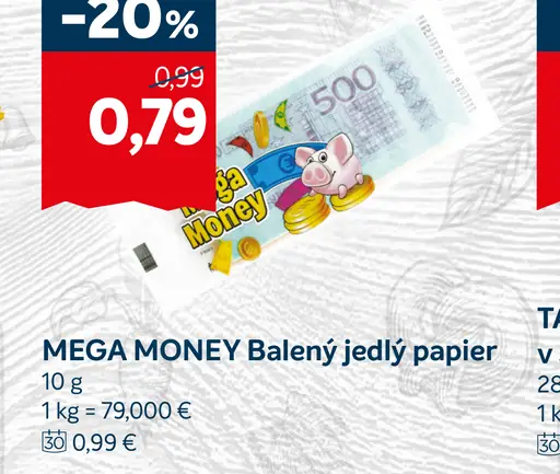 MEGA MONEY Balený jedlý papier