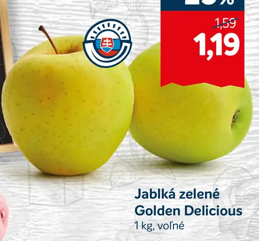 Jablká zelené Golden Delicious