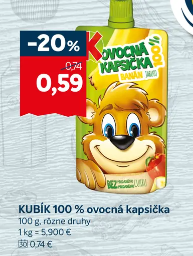 Kubík 100 % ovocná kapsička