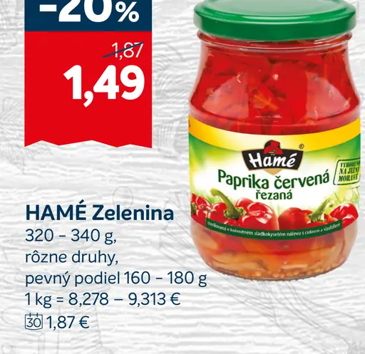 HAMÉ Zelenina Paprika červená