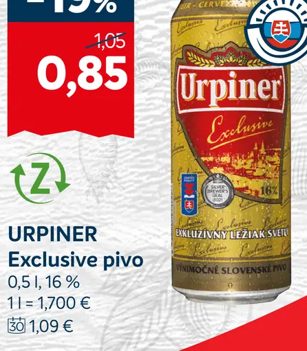 Urpiner Exclusive pivo