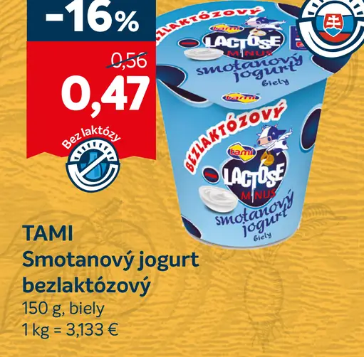 TAMI Smotanový jogurt bezlaktózový