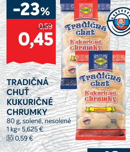 Tradičná chuť kukuričné chrumky